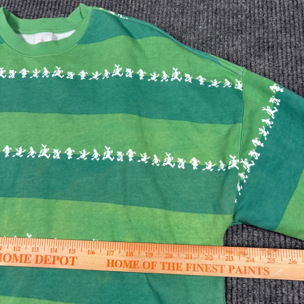 Disney Sweatshirt Women's M World Spirit Jersey Green Striped‎ Mickey Mouse - Picture 5 of 6
